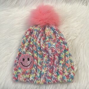Colorful Knit Kid's Beanie with Pom Pom CHILDREN'S PLACE Size Small (4-7 Yr Old)
